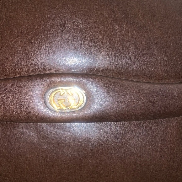 EUC Vintage Gucci Elegant Brown Leather Small Handbag EUC clean - Picture 6 of 10